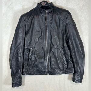 Hugo Boss EU40 US M 100% Leather Soft Lambskin Moto Biker Jacket Plaid Lined R4